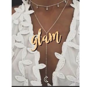 THREE LAYER MOON PENDANT NECKLACE